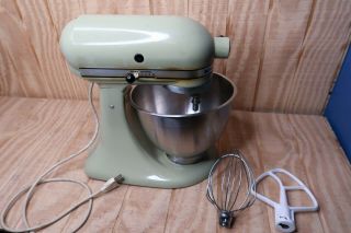 Vintage Kitchenaid 10 Speed Hobart Mixer Avocado Green Bowl & Blades