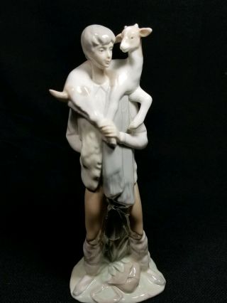 Lladro 4506 Boy Shepherd With Goat Figurine 10 1/2 "