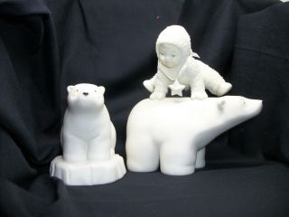 Dept 56 Snowbabies Starlight Games Over The Top Polar Bear Figurine,  Cub