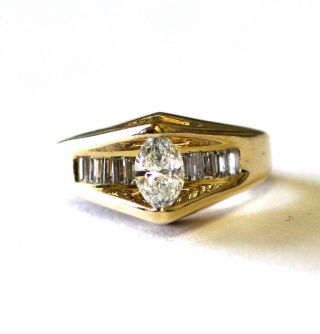 14k Yellow Gold Marquise Diamond Engagement Ring.  94ct 5.  3g Vs2 I Estate Vintage