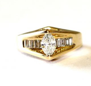 14K Yellow gold marquise diamond engagement ring.  94ct 5.  3g VS2 I estate vintage 3