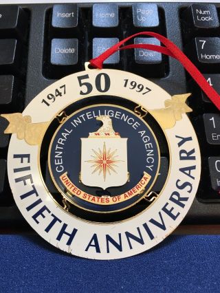 Rare Cia Central Intelligence Agency 50 Year Anniversary Christmas Ornament