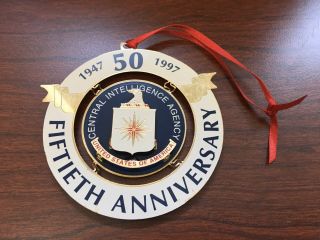Rare CIA CENTRAL INTELLIGENCE AGENCY 50 Year Anniversary Christmas Ornament 2