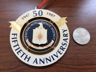 Rare CIA CENTRAL INTELLIGENCE AGENCY 50 Year Anniversary Christmas Ornament 3