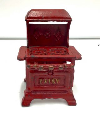 Htf Red Vintage Champion Cast Iron Miniature Dollhouse Daisy Stove No.  545