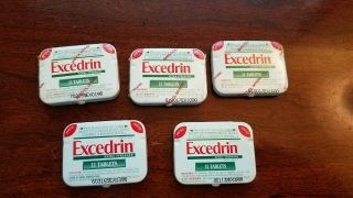 (90) Vintage Excedrin Tins Metal Box.  3 And 2 Empty.