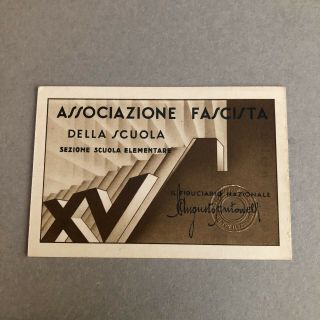 L) Italy Italian Fascist Id Card School Association Scuola Elementare Xv