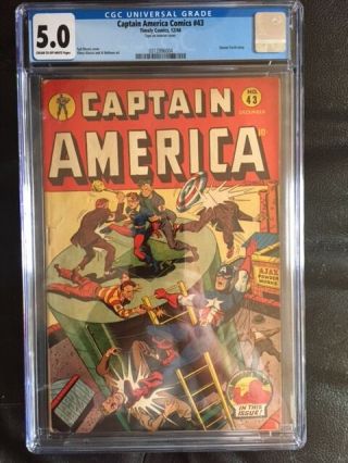 Captain America Comics 43 Cgc Vg/fn 5.  0; Cm - Ow; Human Torch Story