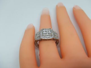 Vintage 14k White Gold Diamond Engagement Ring 1.  00 Carat Estate Size 5 1/2