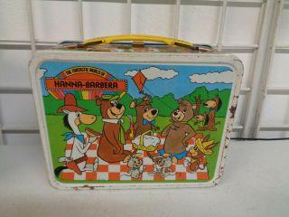 VINTAGE THE FUNTASTIC WORLD OF HANNA BARBERA METAL LUNCHBOX W/ THERMOS 2