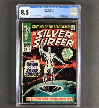 Silver Surfer 1 Cgc 8.  5 White - Origin Of The Silver Surfer - 1968