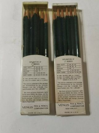 Vintage 2 Venus Drawing Pencils boxs w/ 8 pencils each - 2H 3820 2