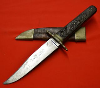 Vintage Joseph Rodgers & Sons Sheffield Bowie Knife With Sheath 19th Century
