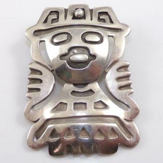Vtg Francisco Rivera Sterling Silver Taxco Mexico Aztec Mayan Pendant Pin Lfd4