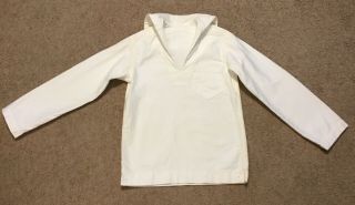 Vintage Ww2 Wwii Us Navy Sailor Uniform White Cotton Pullover Shirt