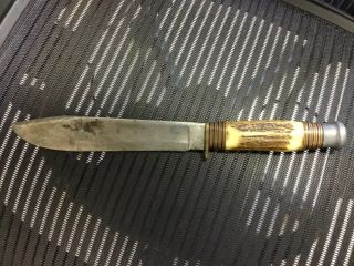 Huge Vintage Sheffield Hunting Bowie Knife William Rodgers I Cut My Way No Res. 2