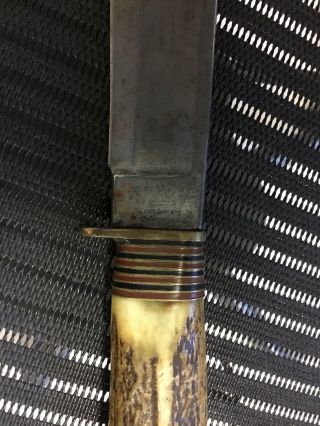 Huge Vintage Sheffield Hunting Bowie Knife William Rodgers I Cut My Way No Res. 3