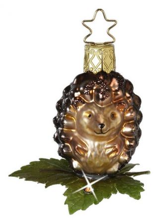 Inge Glas Swarovski Baby Hedgehog Mouth Blown Glass German Christmas Ornament