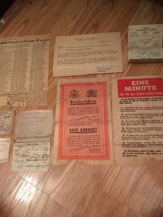 Ww2 Safe Conduct Pass Us Army Letter Registration Belgian Fourragere Cards Etc