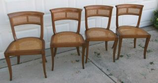 Set Of Four Vintage Baker Furniture Mahagany Cane Dining Rm Chairs