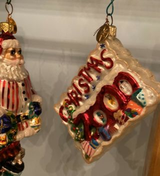 3 Radko Ornaments: Sweet As Candy Valentines Day Heart,  Santa & Post Card 3