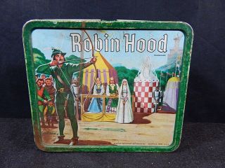 Vintage 1956 Metal Robin Hood Lithographed Lunch Box Aladdin Industries