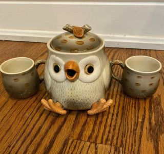 Fitz And Floyd Owl Teapot With Lid Tea Pot 1978 Ceramic Japan Coffee Container