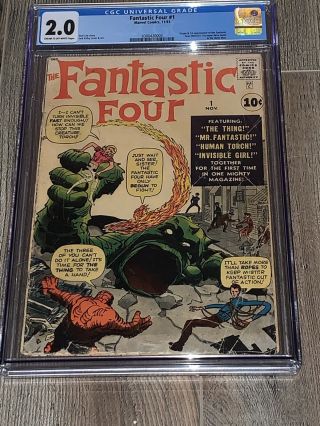 Fantastic Four 1 Cgc 2.  0 Gd Marvel 1961 Orgin & 1st App Fantastic Four Mole Man