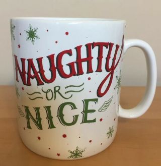 Jumbo " Naughty Or " Christmas Coffee/hot Chocolate Mug By 222 Fifth,  24 Oz.