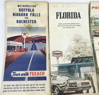 Texaco Gas Station Road Map x 8 Niagara Buff 1948 Mass PA NH 1960 FL Tampa 1973 2