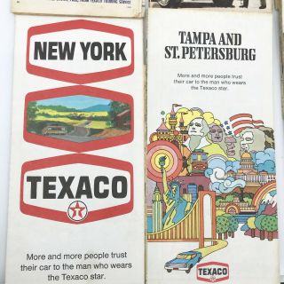 Texaco Gas Station Road Map x 8 Niagara Buff 1948 Mass PA NH 1960 FL Tampa 1973 3