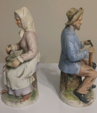 VINTAGE HOME INTERIOR HOMCO OLD MAN AND WOMAN Shovel Grapes Pipe - FIGURE 1433 2