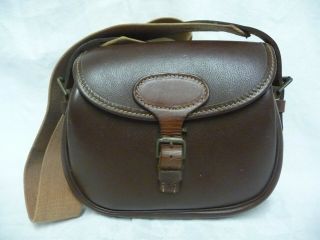Vintage Leather Cartridge Bag By E Jeffries Hunting Shooting Dark Brown