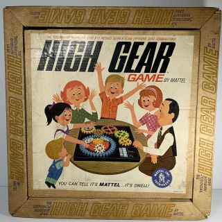 Vintage 1962 Mattel High Gear Board Game No.  462 Box Family Night