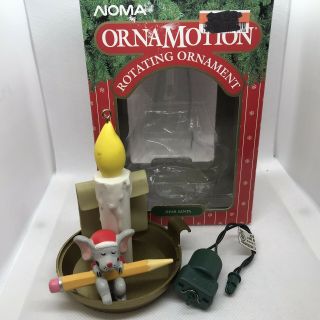 Noma Ornamotion Dear Santa Note Mouse Candle Christmas Tree Ornament 1989 W/box