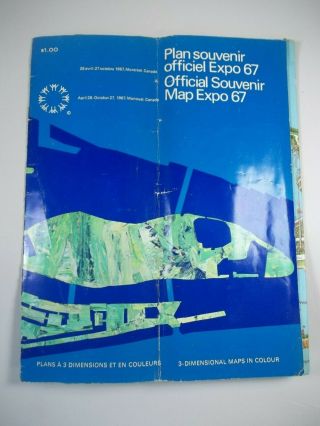 Vintage 1967 Official Expo Souvenir Map Montreal Canada W/heavy Wear