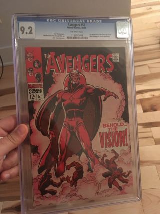 Avengers 57 • 1st Vision • Gorgeous Cgc 9.  2 • (small Crack In Case Behind)