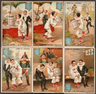 Liebig S - 419 " Theft Iv (pierrot) " Full Set Of 6 Vintage Trade Cards 1894 German