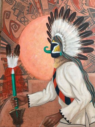 Neil David Sr Hopi Vintage 1978 Painting " Coming Of Ahula " 30 " X 24 "