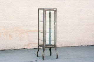 Vintage Glass And Steel Pharmacy Style Display Cabinet,  U.  S.