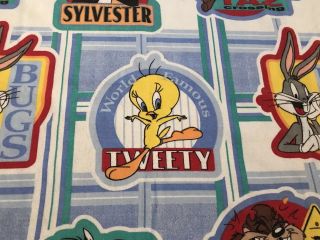 Vintage 1997 Looney Tunes Blanket Taz Tweety Bugs Sylvester Throw Decor Made USA 3