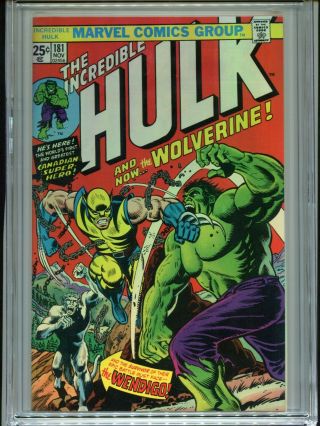 1974 MARVEL INCREDIBLE HULK 181 1ST APPEARANCE WOLVERINE CGC 9.  0 OW - W BOX10 2