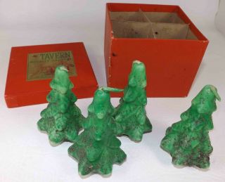 Mobil - Socony Tavern Novelty Candles No.  759 Green Christmas Trees Mid Century 1