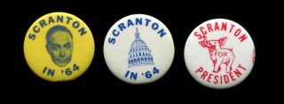 Pa Governor Bill Scranton 1964 Buttons - - Anti - Barry Goldwater