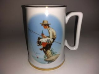 1985 Norman Rockwell " Out Fishing " Coca Cola Commemorative Edition Tankard.