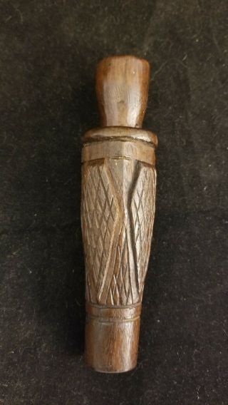 Vintage Duck Call By Warner Wiles Of Jonesboro Ar.  Carved & Hand Checkered 12