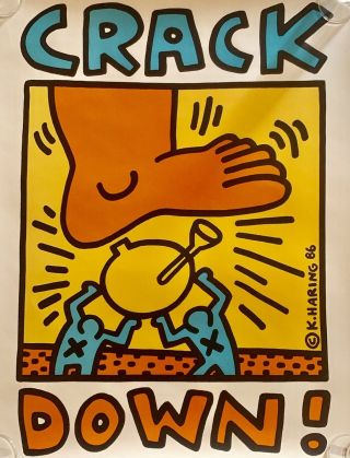 Crack Down 1986 Rock Concert Benefit Poster By Keith Haring.