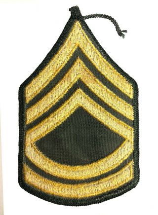 US Army Sergeant First Class Insignia Patch Green & Gold WW2 WWII 4.  5 x 3 