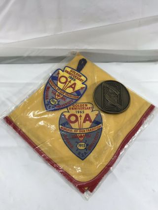 Vintage Boy Scouts Order Of The Arrow Neckerchief Patch Belt Buckle Indiana 1965