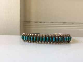 Vintage Sterling Silver ? Turquoise Petit Point Cuff Bracelet 3